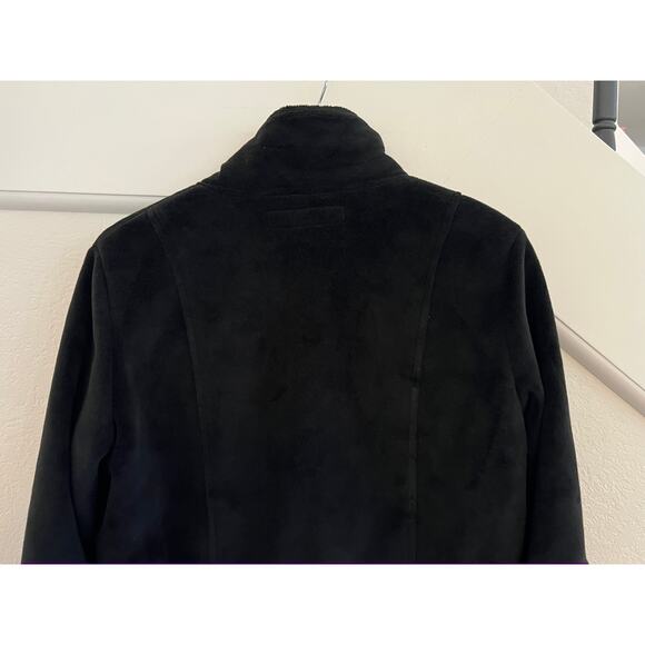 Kristen Blake Plush Fleece Zip Up Jacket Womens Medium Black Velour Cinch Waist - Picture 10 of 16